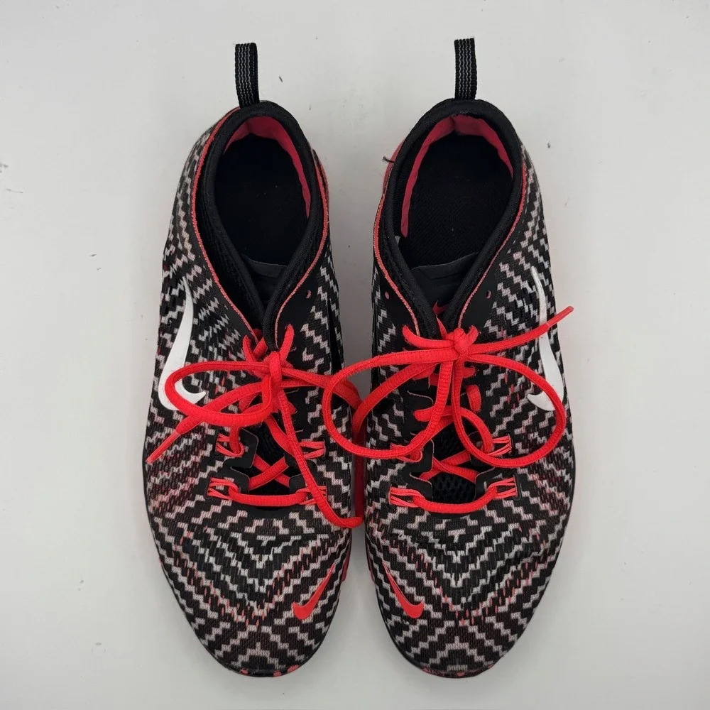 Nike Free 5.0 Shoes Mens Size 9 Black‎ Red White Patterned Lightweight Running